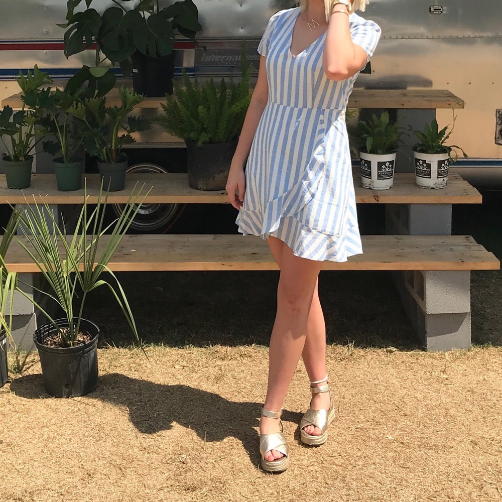 J Crew blue and white striped dress